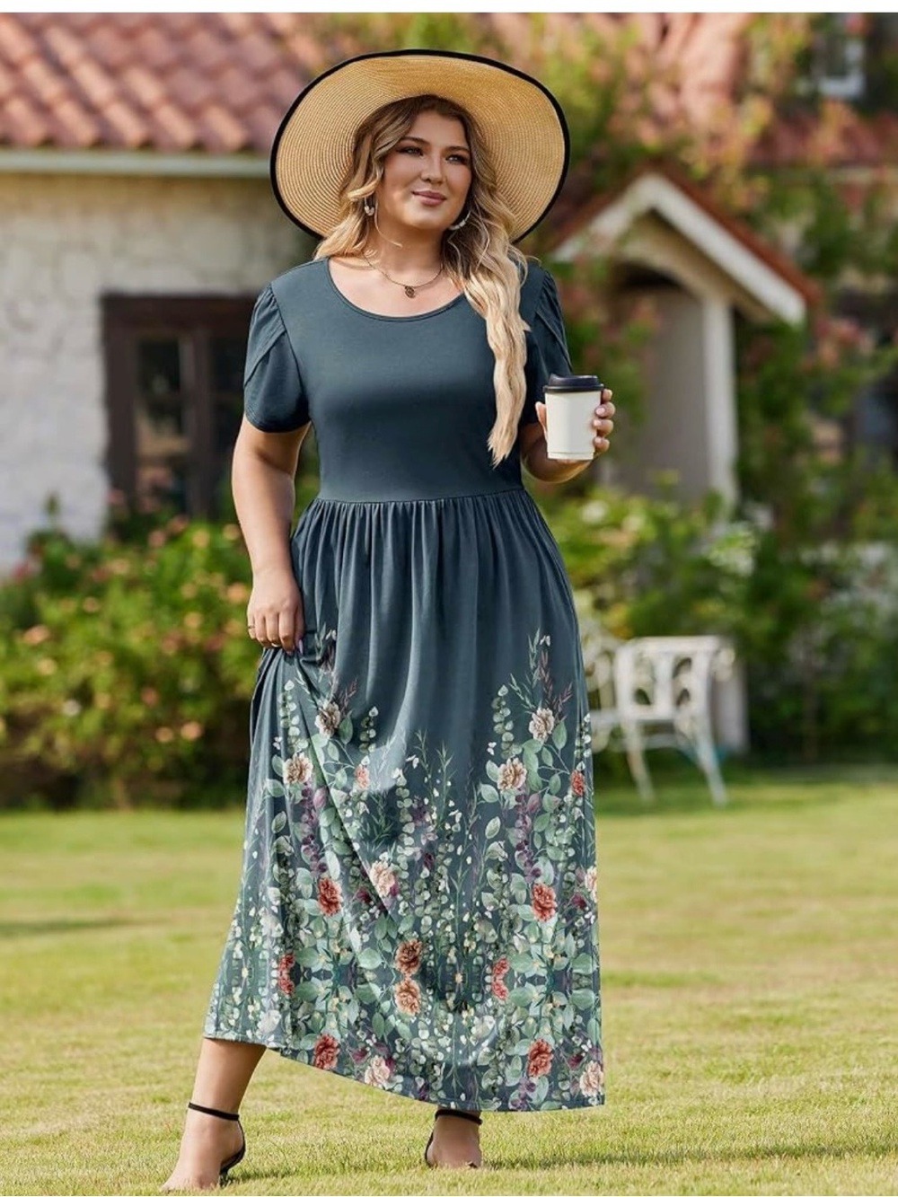 Plus Size Slate Green Maxi Dress NWT